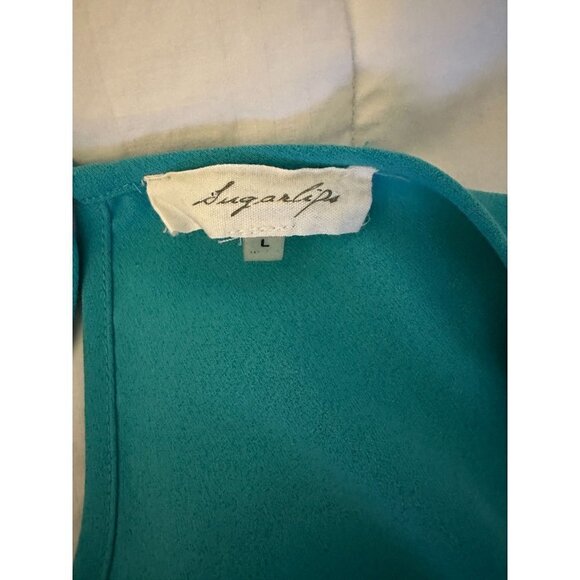 Sugarlips Fringe dress Crew Neck Turquoise Large - Picture 5 of 5